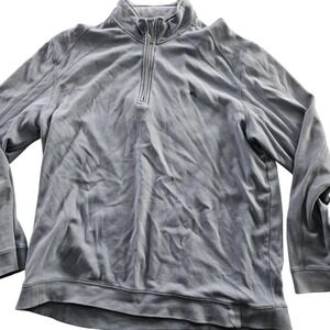 Mock‎ Neck Quarter Zip Pullover Mens Large Gray Slate Raglan Long Sleeve Casual